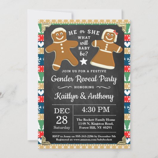 Festive Gingerbrood-kerstfeest Kaart (Voorkant)