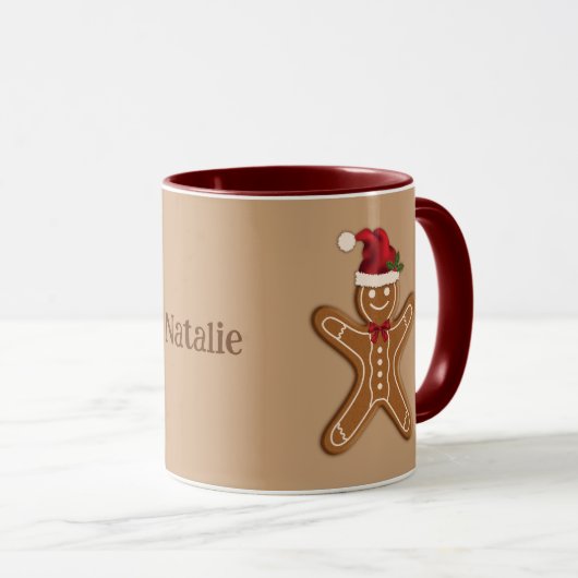 Festive Gingerbrood-kerstkoekje met naam Mok (Voorkant rechts)