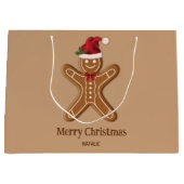 Festive Gingerbrood-kerstkoekje met tekst Groot Cadeauzakje (Voorkant)
