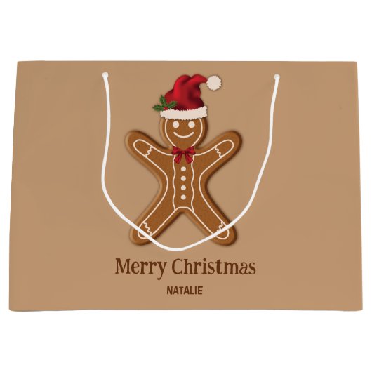 Festive Gingerbrood-kerstkoekje met tekst Groot Cadeauzakje (Voorkant)