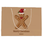 Festive Gingerbrood-kerstkoekje met tekst Groot Cadeauzakje (Achterkant)