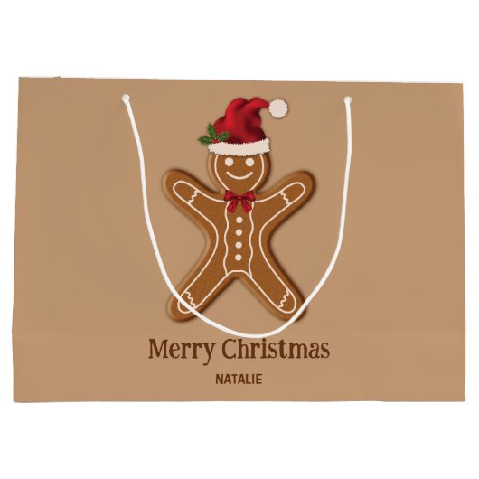 Festive Gingerbrood-kerstkoekje met tekst Groot Cadeauzakje (Achterkant)