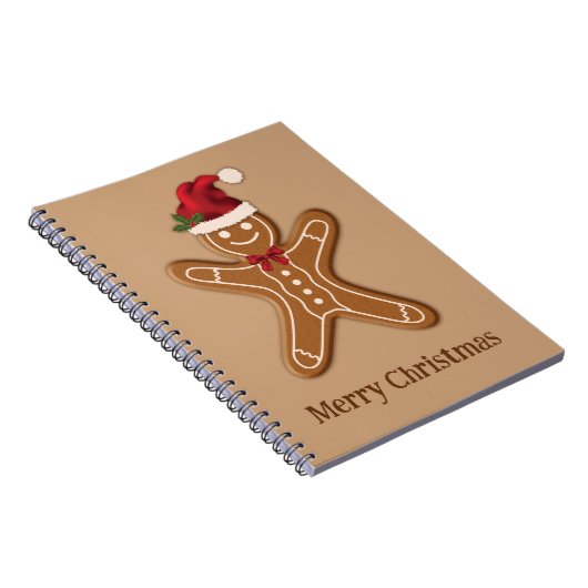 Festive Gingerbrood-kerstkoekje met tekst Notitieboek (Rechterzijde)