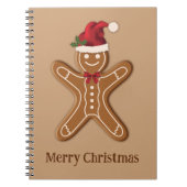 Festive Gingerbrood-kerstkoekje met tekst Notitieboek (Voorkant)