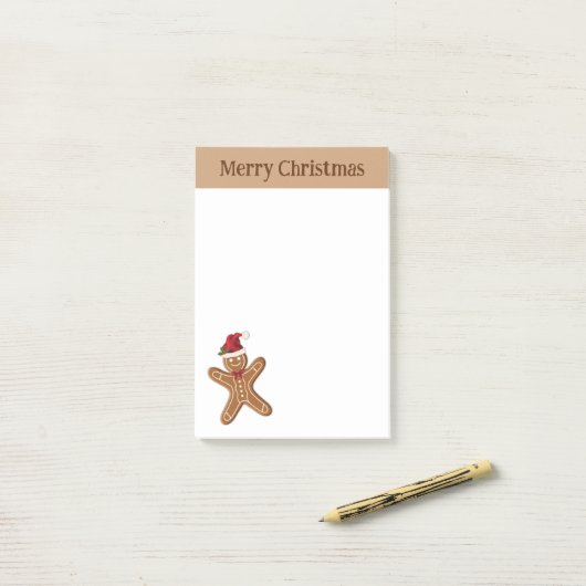 Festive Gingerbrood-kerstkoekje met tekst Post-it® Notes (Op bureau)