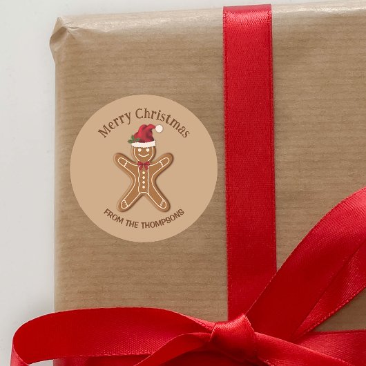 Festive Gingerbrood-kerstkoekje met tekst Ronde Sticker