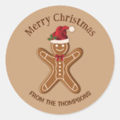 Festive Gingerbrood-kerstkoekje met tekst Ronde Sticker (Voorkant)
