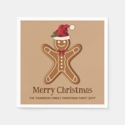 Festive Gingerbrood-kerstkoekje met tekst Servet (Voorkant)