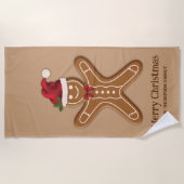 Festive Gingerbrood-kerstkoekje met tekst Strandlaken (Voorkant)