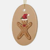 Festive Gingerbrood-kerstkoekje op beige Keramisch Ornament (Links)