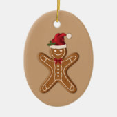 Festive Gingerbrood-kerstkoekje op beige Keramisch Ornament (Voorkant)