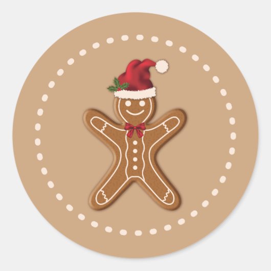 Festive Gingerbrood kerstkoekje Ronde Sticker (Voorkant)