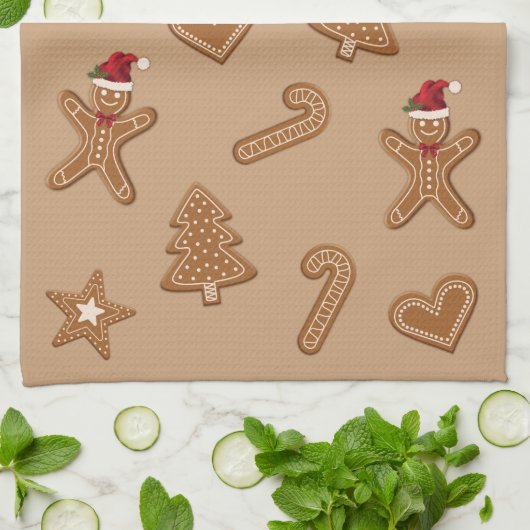 Festive Gingerbrood-kerstkoekjes Theedoek (Gevouwen)