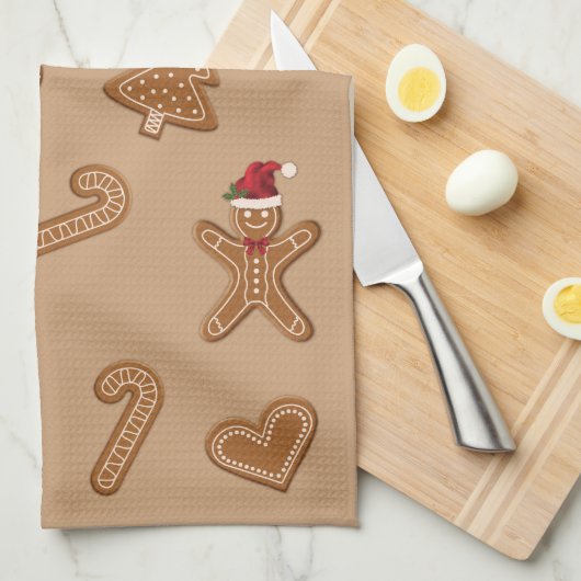 Festive Gingerbrood-kerstkoekjes Theedoek (Quarter Fold)