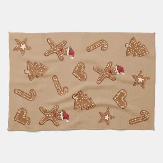 Festive Gingerbrood-kerstkoekjes Theedoek (Horizontaal)