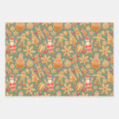 Festive Gingerbrood, Snowman en Sterren Inpakpapier Vel (Voorkant)