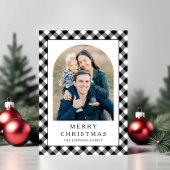 Festive Gingham Photo Christmas Feestdagenkaart