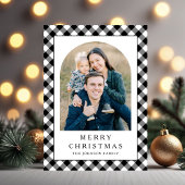 Festive Gingham Photo Christmas Feestdagenkaart