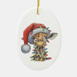 Festive Giraffe Keramisch Ornament