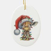 Festive Giraffe Keramisch Ornament (Achterkant)