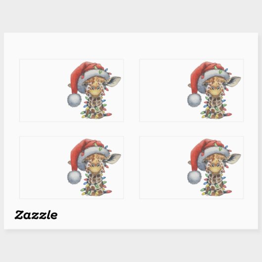 Festive Giraffe Rechthoekige Sticker (Vel)