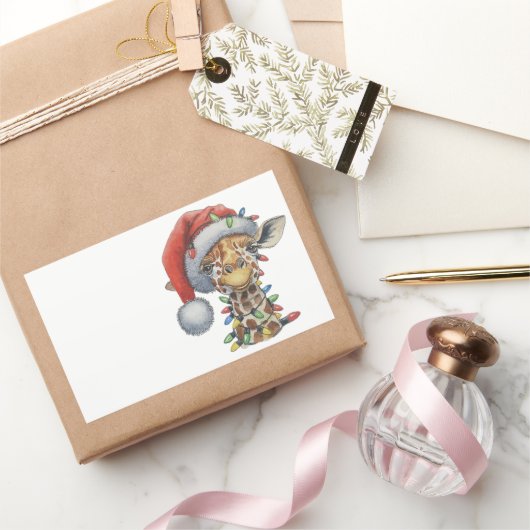 Festive Giraffe Rechthoekige Sticker (Geschenken)
