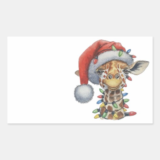 Festive Giraffe Rechthoekige Sticker (Voorkant)