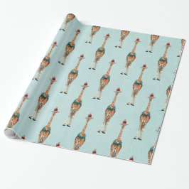 FESTIVE GIRAFFE Wrapping Paper Cadeaupapier