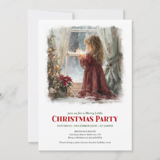 Festive girl awaits Santa printable Christmas  Kaart (Voorkant)