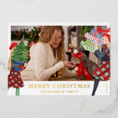 Festive Girl-kerstillustratie foto foto Folie Feestdagenkaart (Voorkant)