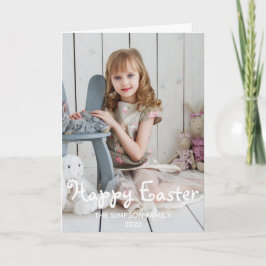 Festive Girl met Rabbits Happy Paasfoto Feestdagen Kaart