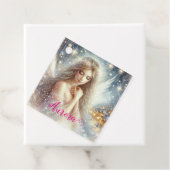 Festive Girly Watercolor Ethereal Frost Snow Angel Bedankjes Labels (In situ)