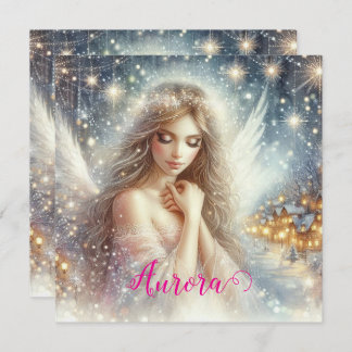 Festive Girly Watercolor Ethereal Frost Snow Angel Feestdagenkaart