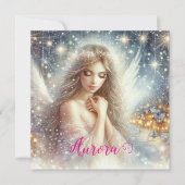 Festive Girly Watercolor Ethereal Frost Snow Angel Feestdagenkaart (Voorkant)