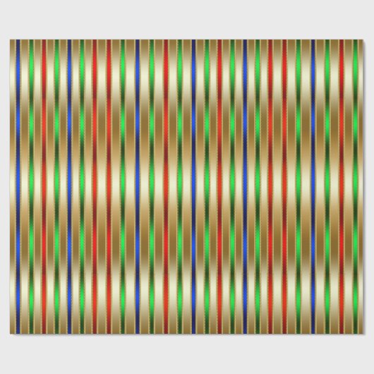 Festive Glam Stripes Red Blue Green Gold Cadeaupapier (Vlak)
