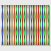 Festive Glam Stripes Red Blue Green Silver Cadeaupapier (Vlak)