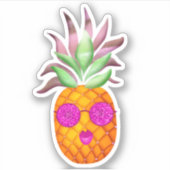 Festive Glamoureuze Glitter Shades Pineapple Stick Sticker (Voorkant)