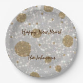 Festive Glitter Happy Nieuwjaar Papieren Bordje (Voorkant)