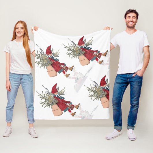 Festive Gnome Christmas Fleece Blanket – Cozy (In situ)