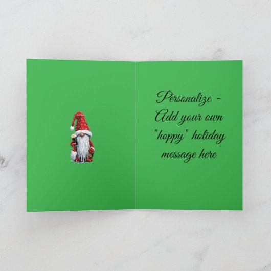 Festive Gnome Holding A Glass Of‎ Irish Dry Stout Feestdagen Kaart (Binnen)