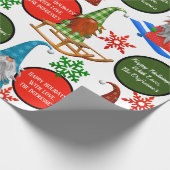 Festive Gnomen Personalized Holiday Cadeaupapier (Hoek)