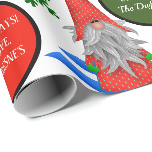Festive Gnomen Personalized Holiday Cadeaupapier (Rol Hoek)