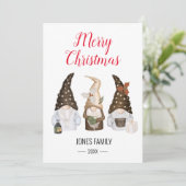 Festive Gnomes Merry Kerstmis Feestdagenkaart (Staand voorkant)