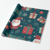 Festive Gnomie Love Heart Christmas Cadeaupapier (Uitgerold)