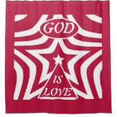 Festive God Is Love Star Red & White Christmas  Douchegordijn (Voorkant)