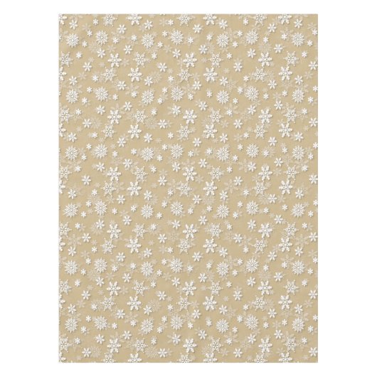 Festive Gold and White Kerstfeestdag Snowflake Tafelkleed (Voorkant)