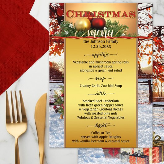 Festive Gold Artistic Kerstmenu Menu