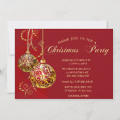 Festive Gold Balls Red Company Kerstparty Kaart (Voorkant)