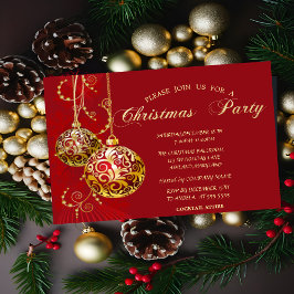 Festive Gold Balls Red Company Kerstparty Kaart