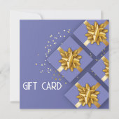 Festive Gold Bow Modern Blue Cadebox Cadeaukaart (Voorkant)